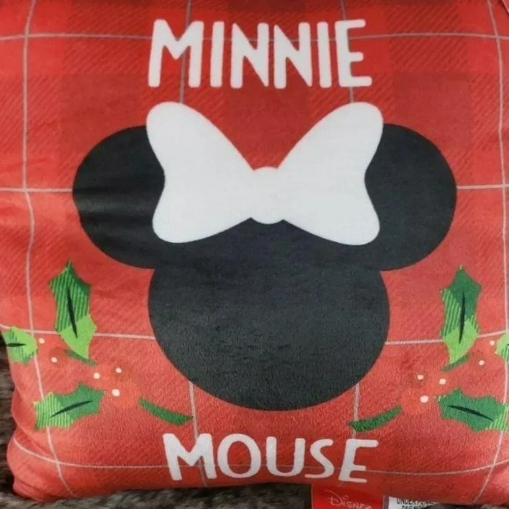 Disney Minnie Mouse Christmas Red Soft Throw‎ Pillow New